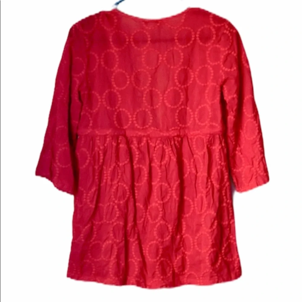 J.Crew Burnt Orange V-Neck Drawstring Blouse Long Sleeve Casual Top Women’s XS